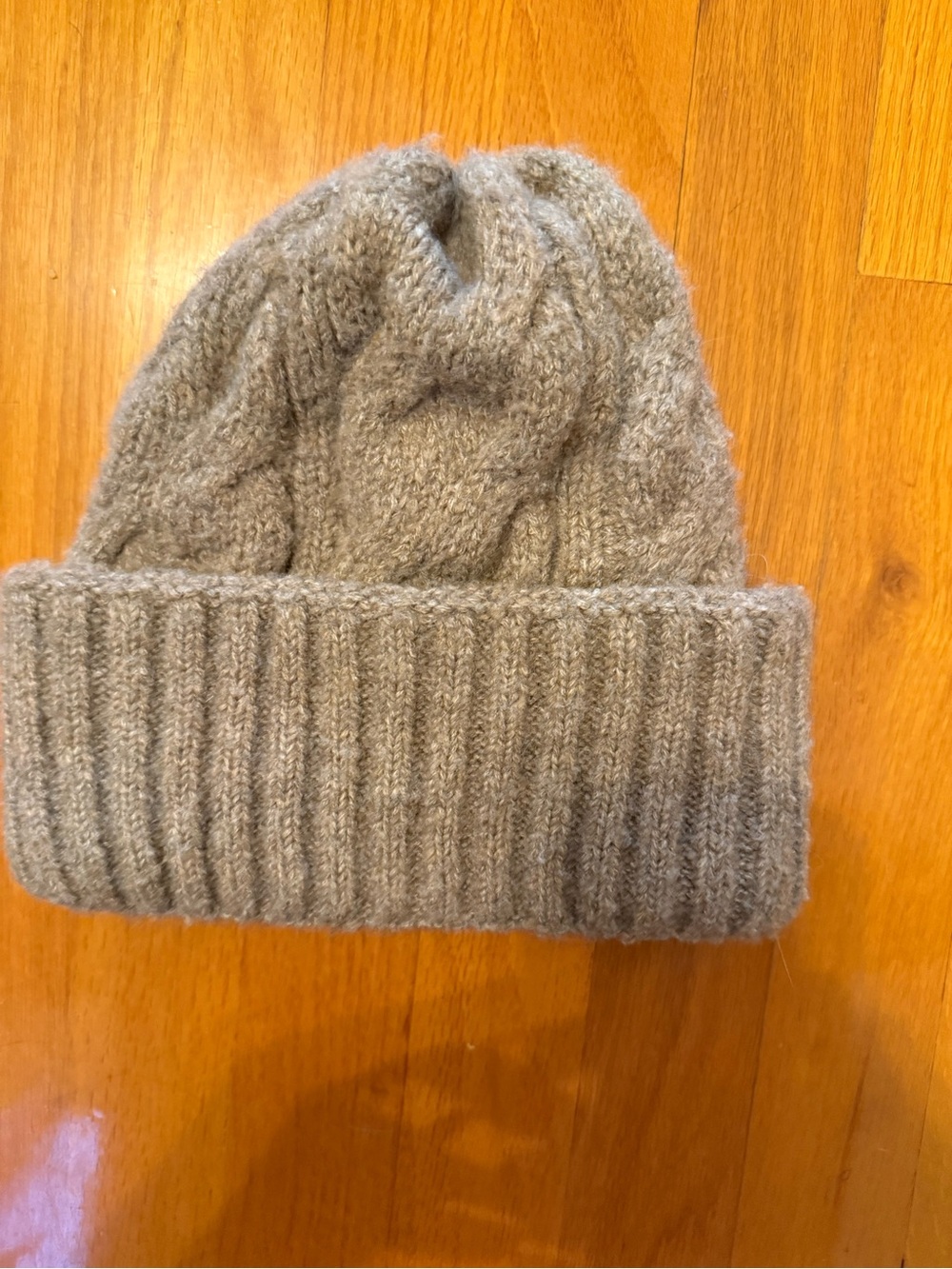 Free People Heather Gray Cable Knit Folded Cuff Beanie